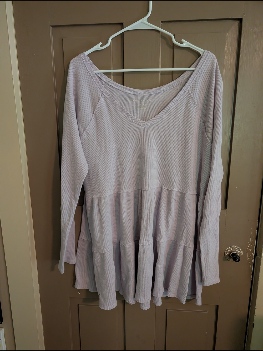 American Eagle Outfitters Lavender Tiered V-Neck Tunic Top